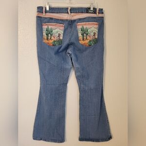 Cactus Ranch Dress'n Jeans with Printed Pocket Detail, Boot Cut, Size 18